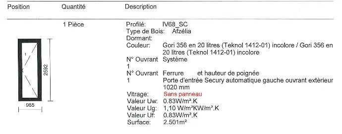 Porte d'entrée Secury automatique gauche ouvrant extérieur